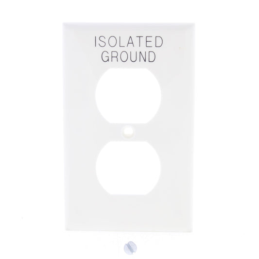 Leviton 80703-IGW White 1-Gang Isolated Ground Receptacle Nylon Wallplate Cover