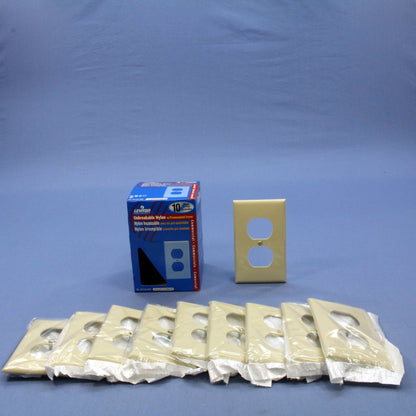 Leviton 80703-I Ivory Duplex Receptacle Standard Unbreakable Wallplates 10-Pack