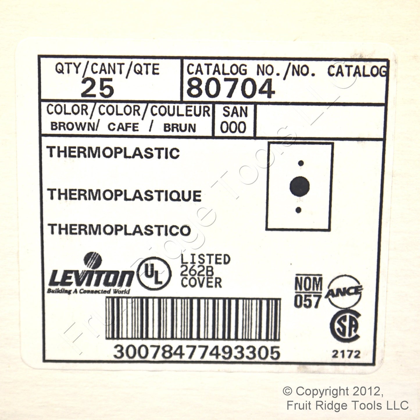 Leviton 80704 Brown 1-Gang 1.406in. Outlet Unbreakable Wallplate Covers 25pcs