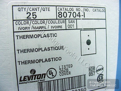 Leviton 80704-I Ivory 1-Gang 1.406in. Outlet Unbreakable Wallplate Cover 25pcs