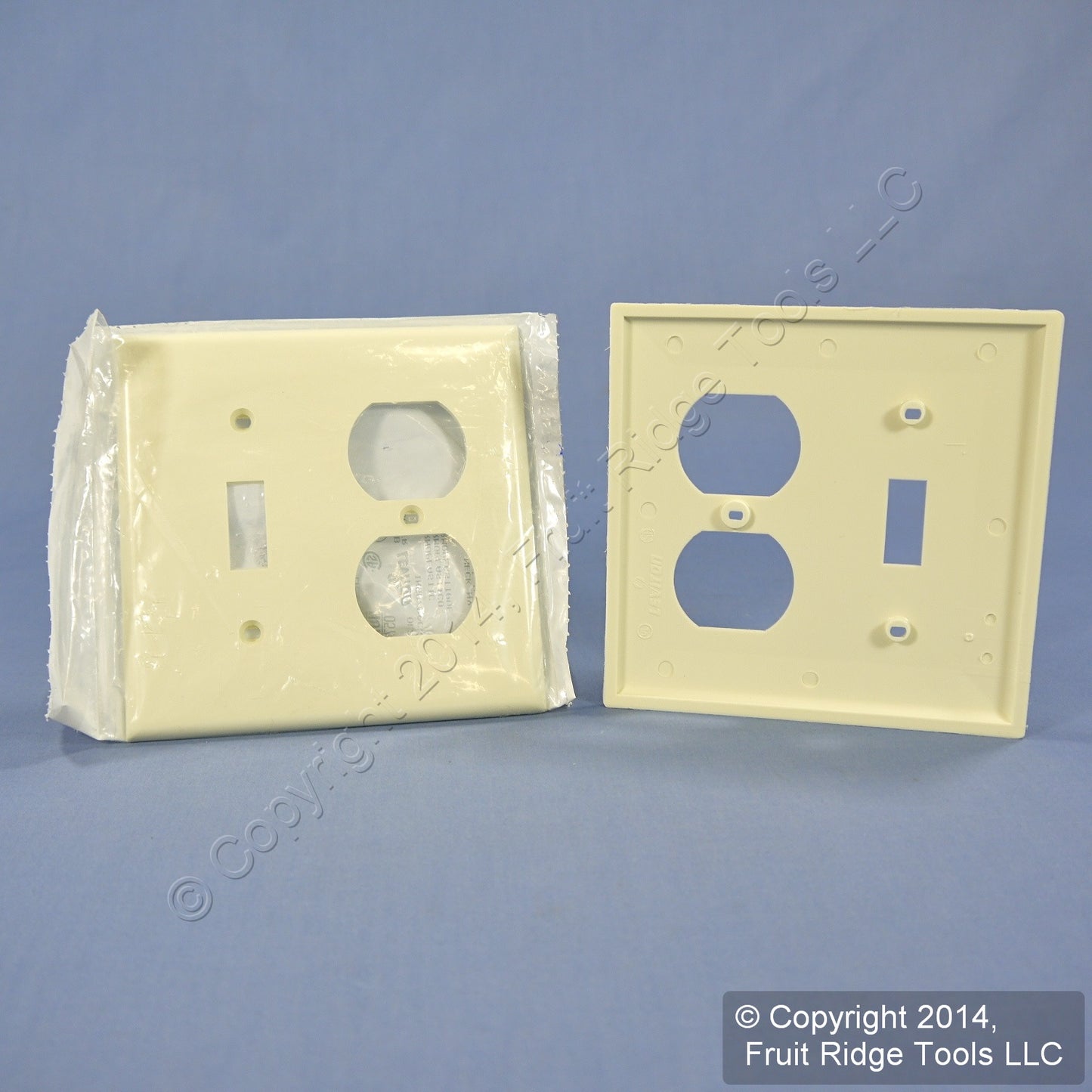 Leviton 80705-A Almond 2-Gang Toggle Duplex Outlet Unbreakable Wallplates 2pcs