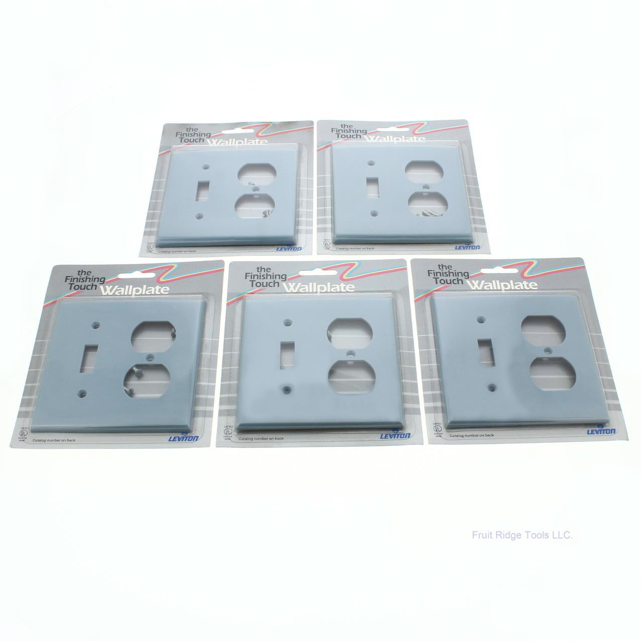 Leviton 80705-BU Blue 2-Gang Toggle Duplex Outlet Unbreakable Wallplates 5pcs
