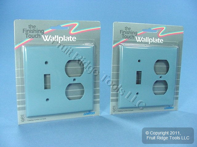 Leviton 80705-BU Blue 2-Gang Toggle Duplex Outlet Unbreakable Wallplates 2pcs