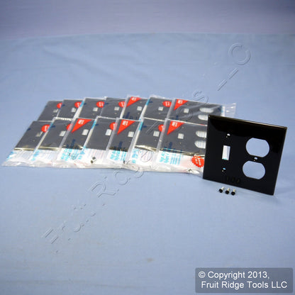 Leviton 80705-E Black 2-Gang Toggle Duplex Outlet Unbreakable Wallplates 15pcs
