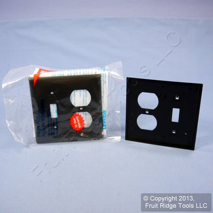 Leviton 80705-E Black 2-Gang Toggle Duplex Outlet Unbreakable Wallplates 15pcs