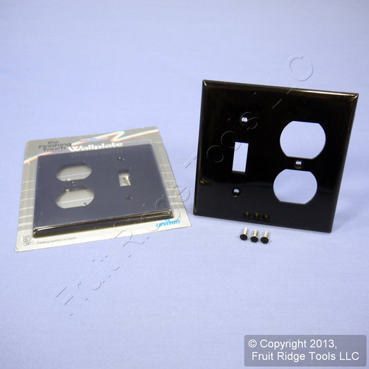 Leviton 80705-E Black 2-Gang Toggle Duplex Outlet Unbreakable Wallplates 2pcs