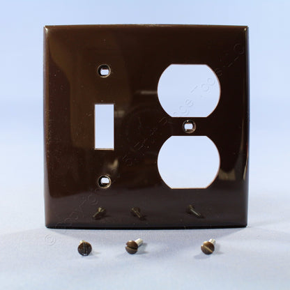 Leviton 80705 Brown 2-Gang Unbreakable Toggle Duplex Standard Wallplate Cover