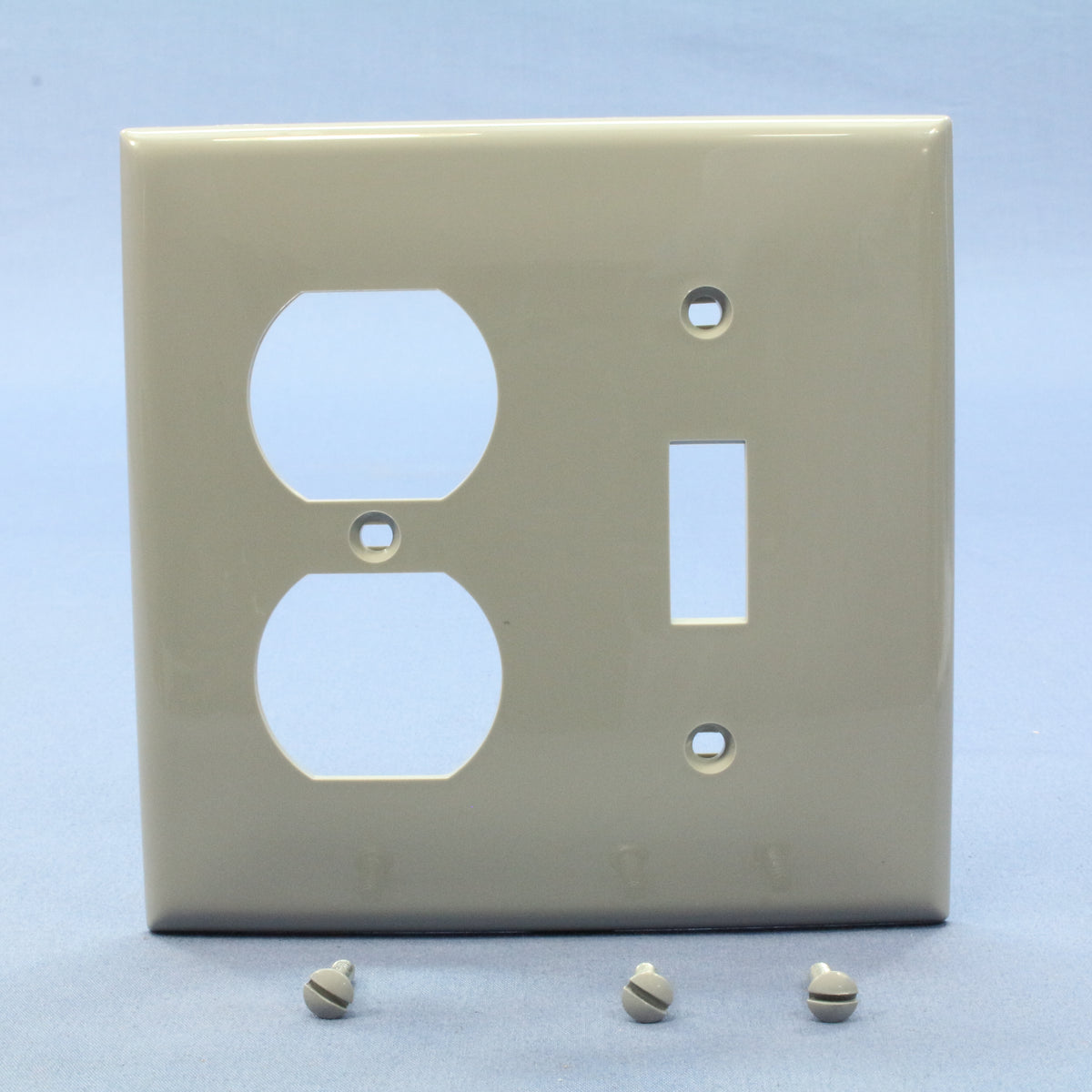 Leviton 80705-GY Gray 2-Gang Toggle Duplex Outlet Unbreakable Nylon Wallplate