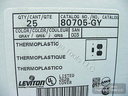 Leviton 80705-GY Gray 2-Gang Toggle Duplex Outlet Unbreakable Wallplates 25pcs