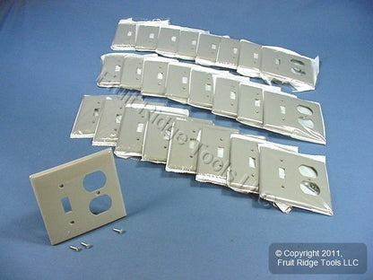Leviton 80705-GY Gray 2-Gang Toggle Duplex Outlet Unbreakable Wallplates 25pcs