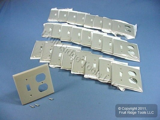 Leviton 80705-GY Gray 2-Gang Toggle Duplex Outlet Unbreakable Wallplates 25pcs