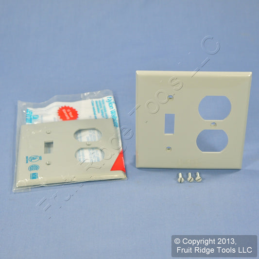 Leviton 80705-GY Gray 2-Gang Toggle Duplex Outlet Unbreakable Wallplates 2pcs