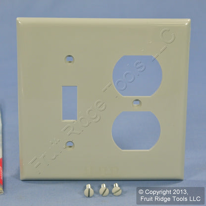 Leviton 80705-GY Gray 2-Gang Toggle Duplex Outlet Unbreakable Wallplates 2pcs