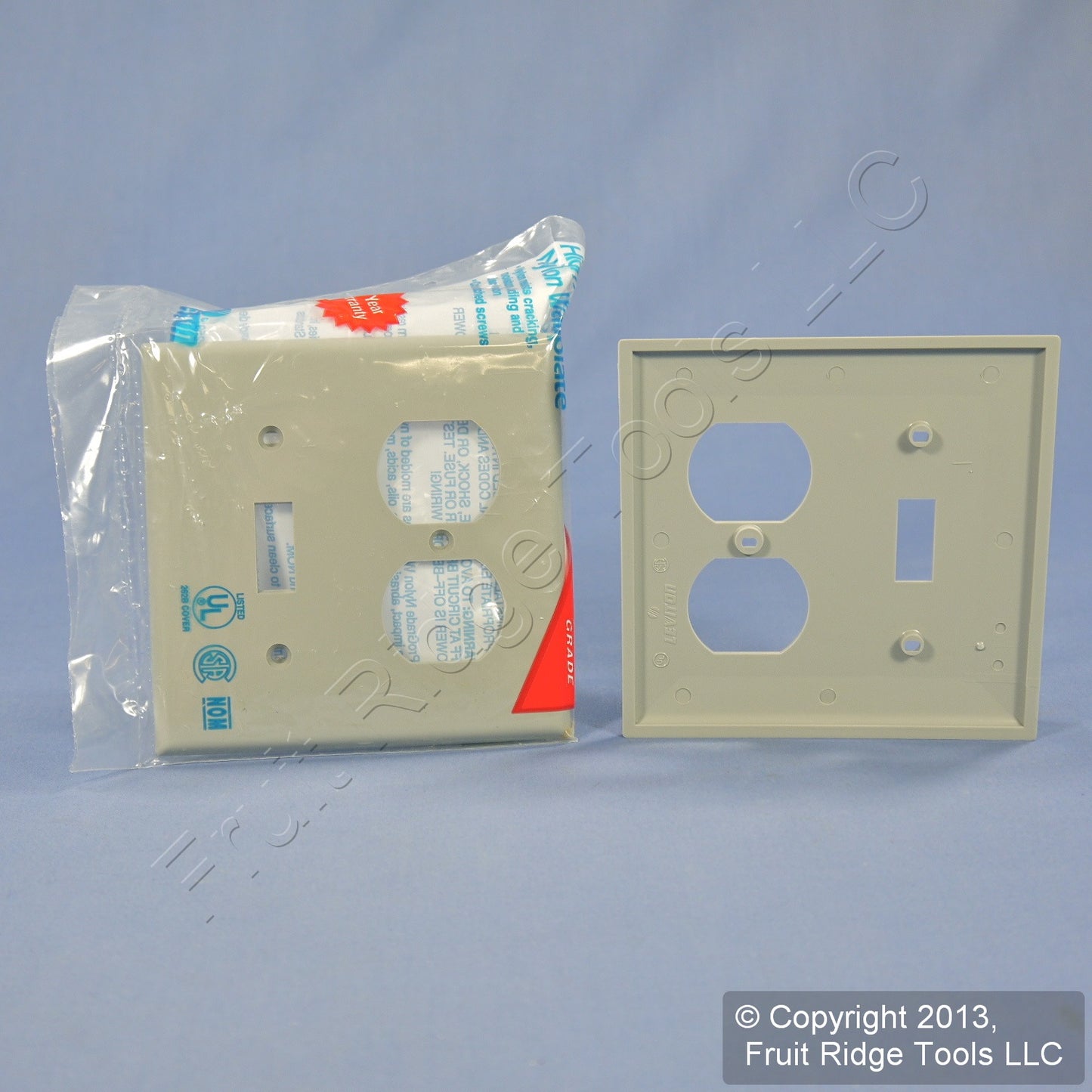 Leviton 80705-GY Gray 2-Gang Toggle Duplex Outlet Unbreakable Wallplates 2pcs