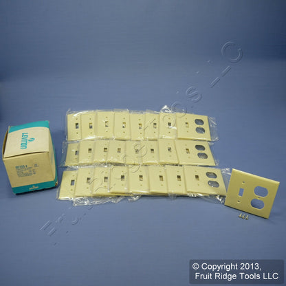 Leviton 80705-I Ivory 2-Gang Switch Outlet Unbreakable Nylon Wallplates 25-Pack