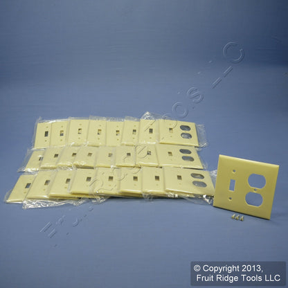 Leviton 80705-I Ivory 2-Gang Switch Outlet Unbreakable Nylon Wallplates 25-Pack