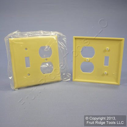 Leviton 80705-I Ivory 2-Gang Switch Outlet Unbreakable Nylon Wallplates 25-Pack