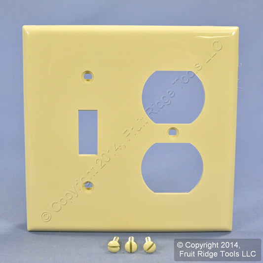 Leviton 80705-I Ivory 2-Gang Toggle Duplex Outlet Unbreakable Nylon Wallplate