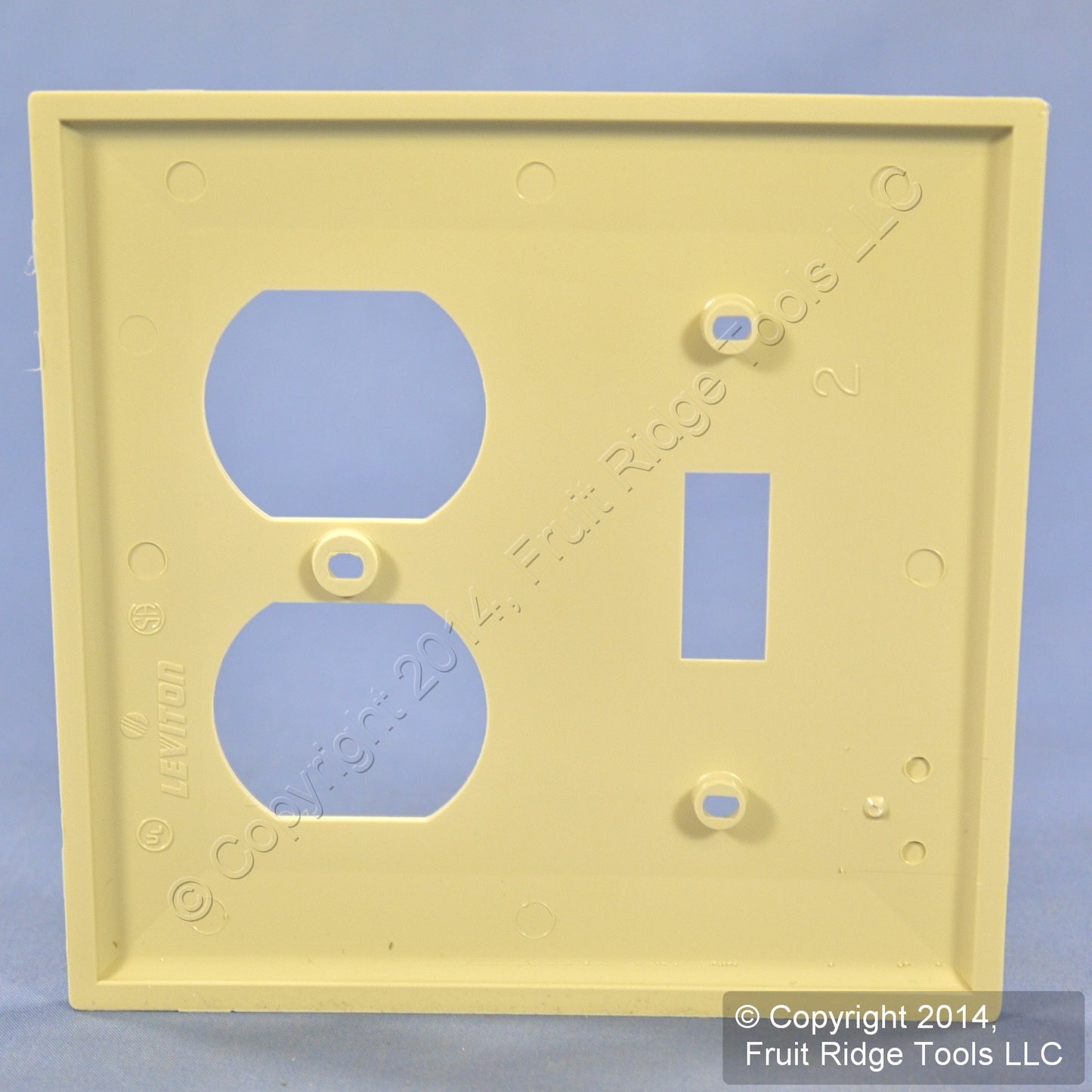 Leviton 80705-I Ivory 2-Gang Toggle Duplex Outlet Unbreakable Nylon Wallplate