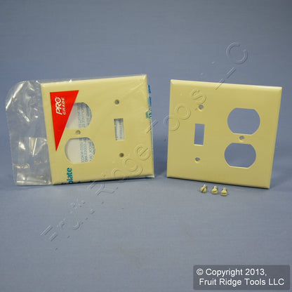 Leviton 80705-I Ivory 2-Gang Toggle Duplex Outlet Unbreakable Wallplates 2pcs