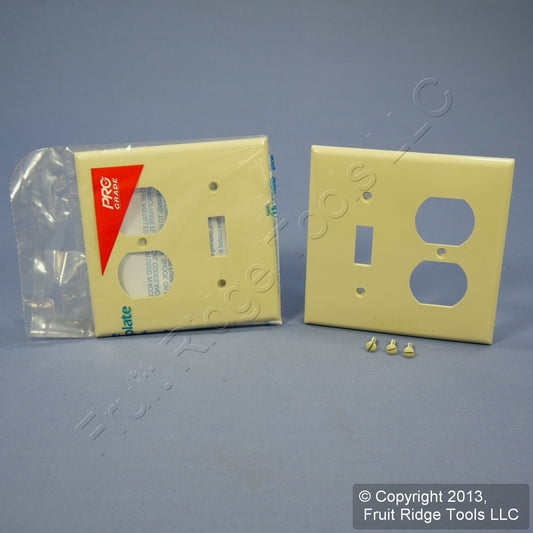 Leviton 80705-I Ivory 2-Gang Toggle Duplex Outlet Unbreakable Wallplates 2pcs