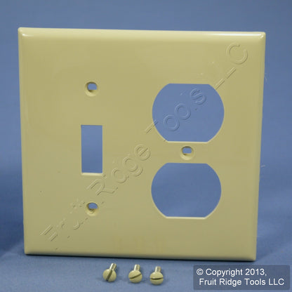 Leviton 80705-I Ivory 2-Gang Toggle Duplex Outlet Unbreakable Wallplates 2pcs