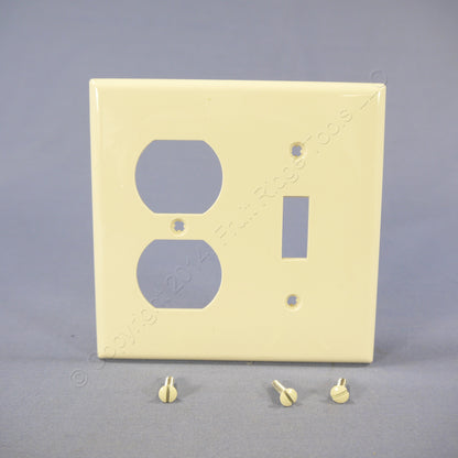 Leviton 80705-T Light Almond 2-Gang Toggle Duplex Unbreakable Wallplate Cover