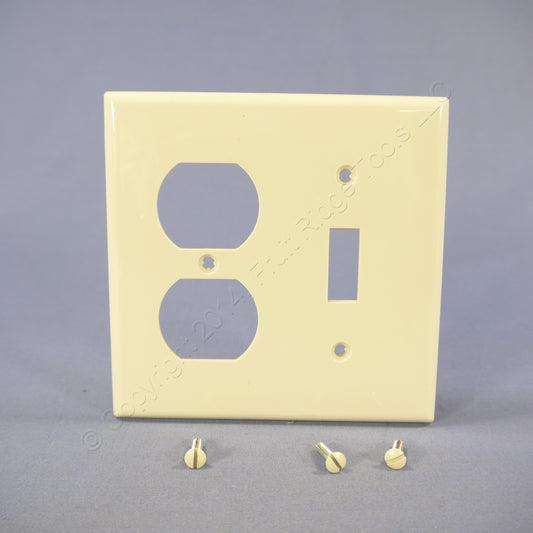 Leviton 80705-T Light Almond 2-Gang Toggle Duplex Unbreakable Wallplate Cover