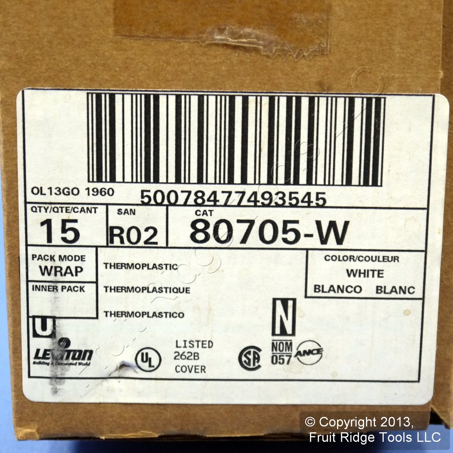 Leviton 80705-W White 2-Gang Toggle Switch Outlet Nylon Wallplate Covers 15-Pack