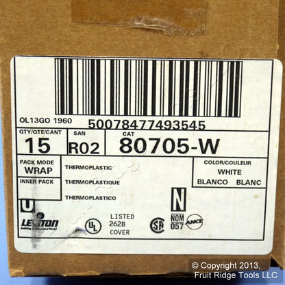 Leviton 80705-W White 2-Gang Toggle Switch Outlet Nylon Wallplate Covers 15-Pack