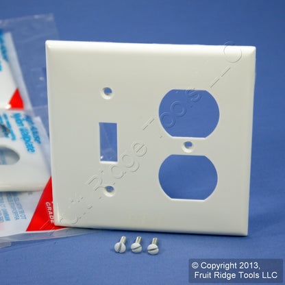 Leviton 80705-W White 2-Gang Toggle Switch Outlet Nylon Wallplate Covers 15-Pack