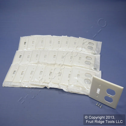 Leviton 80705-W White 2-Gang Unbreakable Toggle Duplex Outlet Wallplates 25-pack
