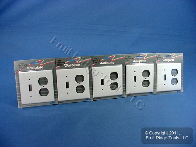 Leviton 80705-W White 2-Gang Toggle Duplex Outlet Unbreakable Wallplates 5pcs
