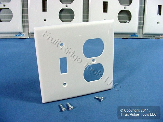 Leviton 80705-W White 2-Gang Toggle Duplex Outlet Unbreakable Wallplates 5pcs