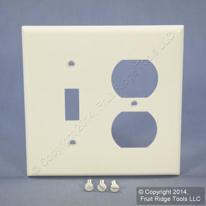 Leviton White 2Gang Unbreakable Wallplate Switch Duplex Receptacle Cover 80705-W