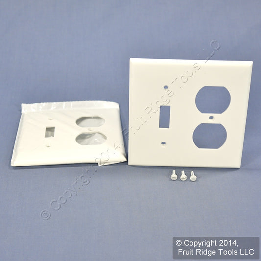 Leviton 80705-W White 2-Gang Toggle Duplex Outlet Unbreakable Wallplates 2pcs