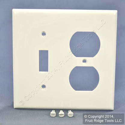 Leviton 80705-W White 2-Gang Toggle Duplex Outlet Unbreakable Wallplates 2pcs