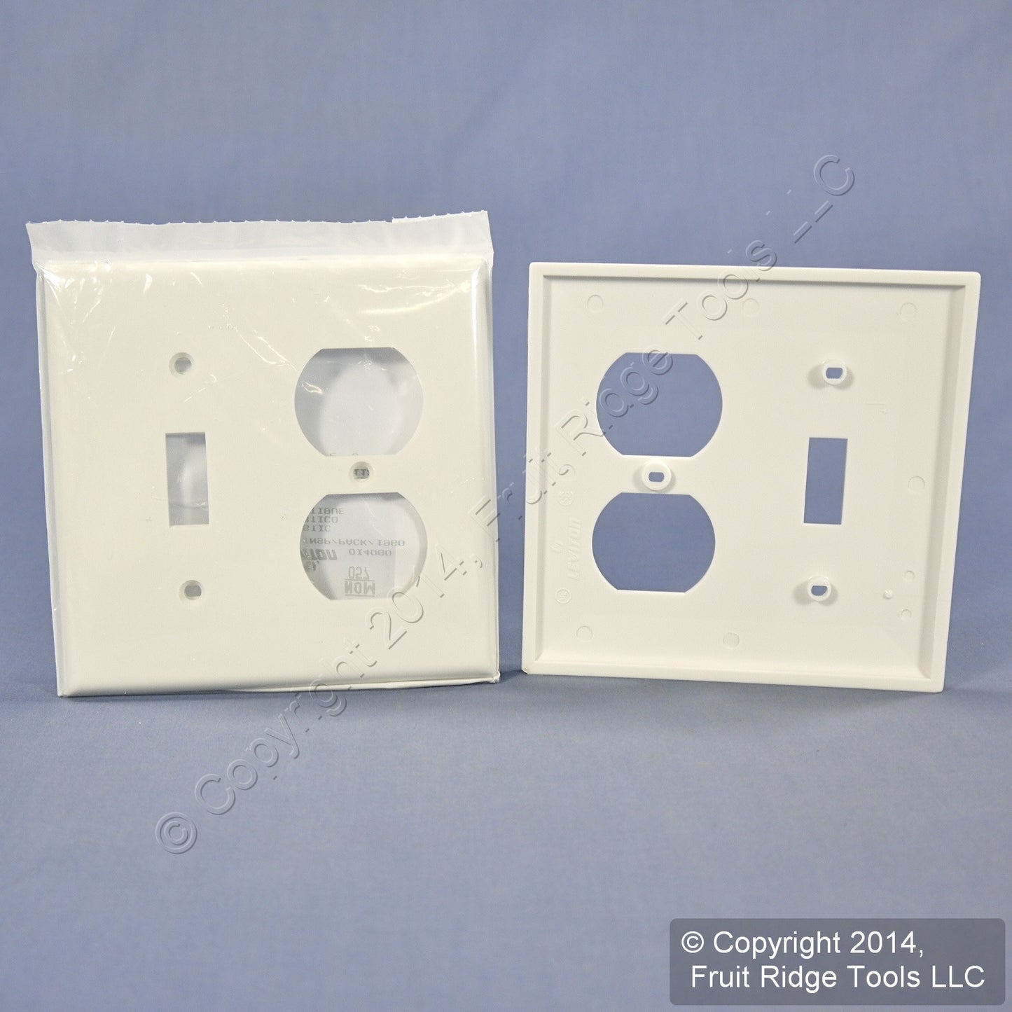 Leviton 80705-W White 2-Gang Toggle Duplex Outlet Unbreakable Wallplates 2pcs