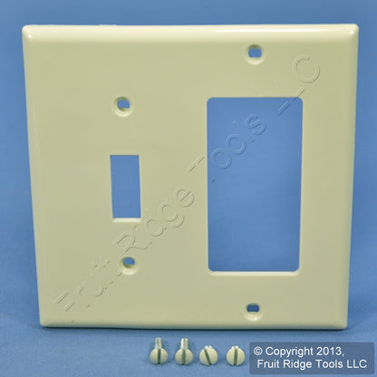 Leviton 80707-A Almond 2-Gang Toggle Decora Unbreakable Nylon Wallplate Cover