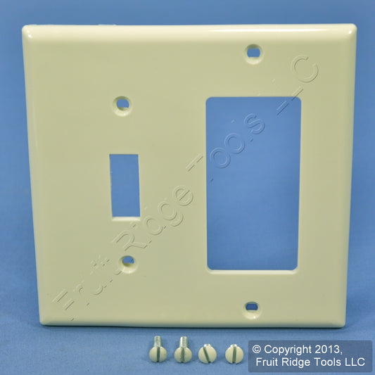 Leviton 80707-A Almond 2-Gang Toggle Decora Unbreakable Nylon Wallplate Cover