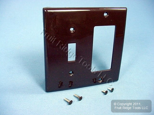 Leviton 80707 Brown 2-Gang Toggle Decora Unbreakable Standard Wallplate Cover