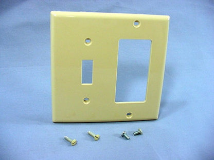 Leviton 80707-I Ivory 2-Gang Toggle Decora GFI Unbreakable Nylon Wallplate Cover