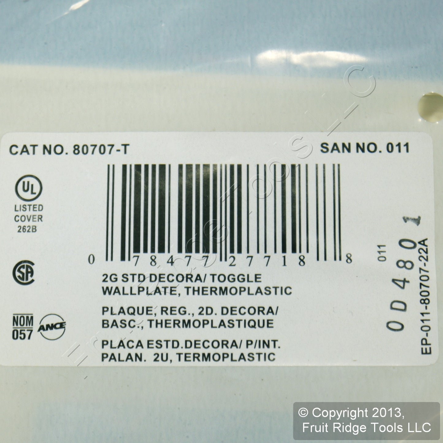 Leviton 80707-T Light Almond 2-Gang Toggle Decora Unbreakable Wallplate Cover