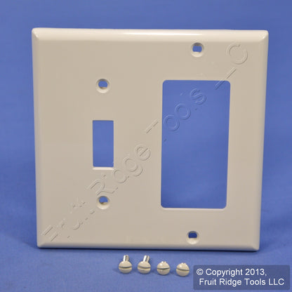 Leviton 80707-T Light Almond 2-Gang Toggle Decora Unbreakable Wallplate Cover