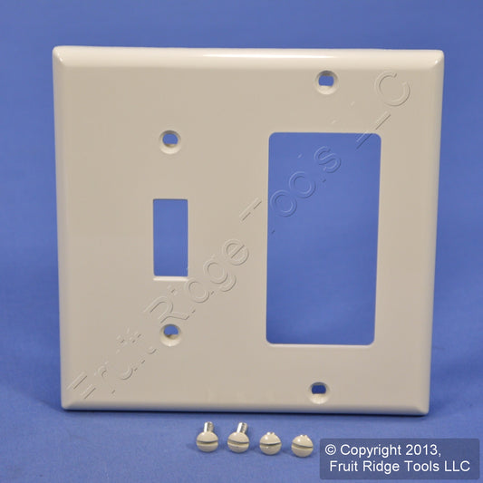 Leviton 80707-T Light Almond 2-Gang Toggle Decora Unbreakable Wallplate Cover