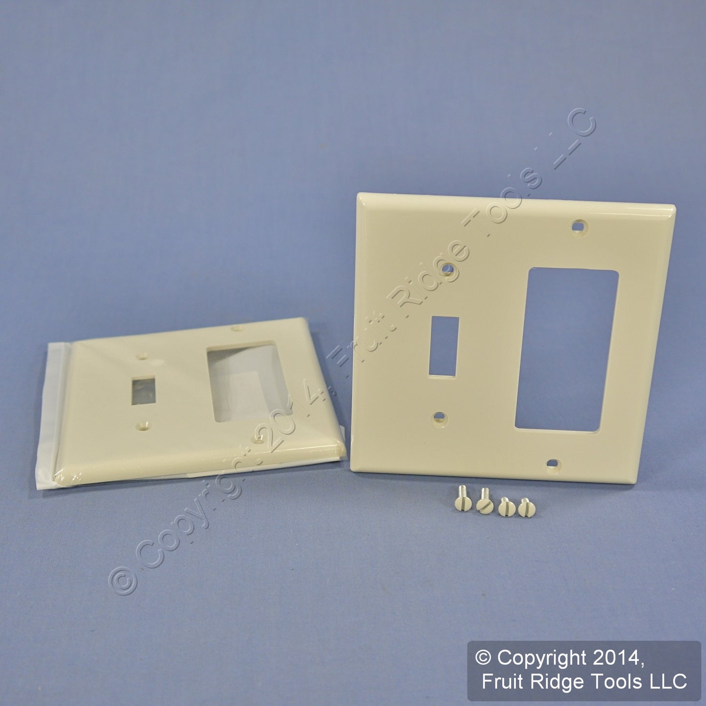 Leviton 80707-T Lt Almond 2-Gang Toggle Decora Unbreakable Wallplate Cover 2pcs
