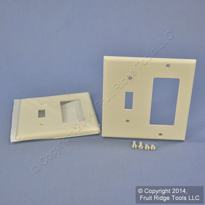 Leviton 80707-T Lt Almond 2-Gang Toggle Decora Unbreakable Wallplate Cover 2pcs