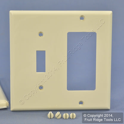 Leviton 80707-T Lt Almond 2-Gang Toggle Decora Unbreakable Wallplate Cover 2pcs