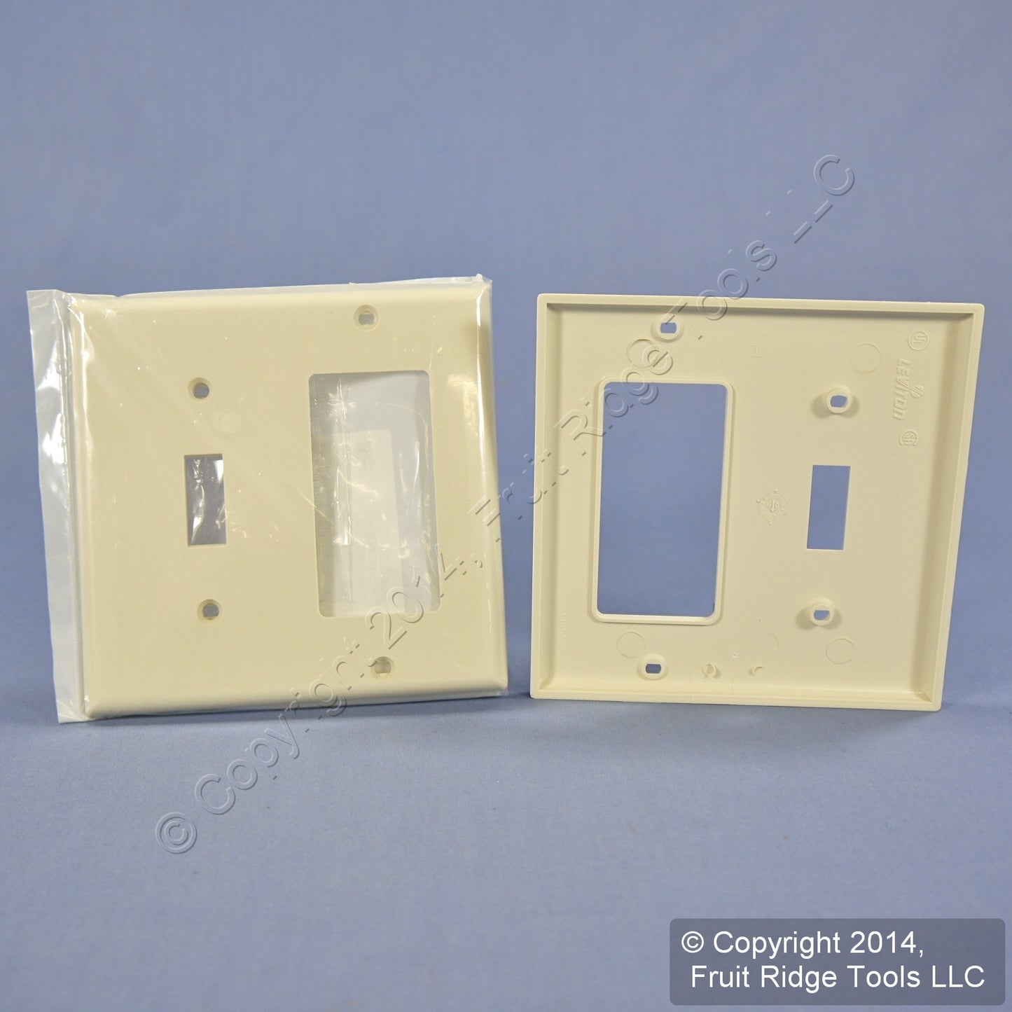 Leviton 80707-T Lt Almond 2-Gang Toggle Decora Unbreakable Wallplate Cover 2pcs