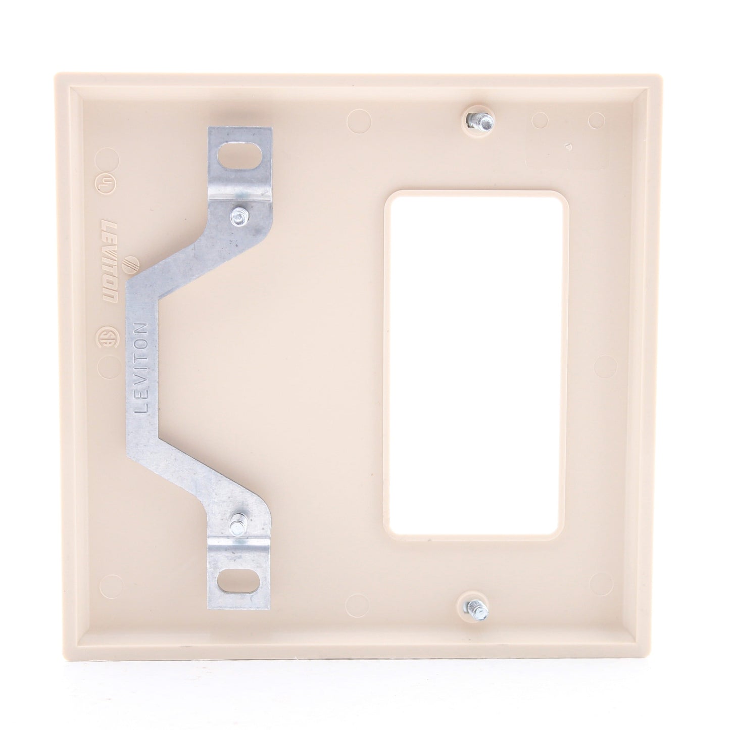 Leviton 80708-I Ivory 2-Gang Blank Decora Unbreakable Wallplate Cover StrapMount